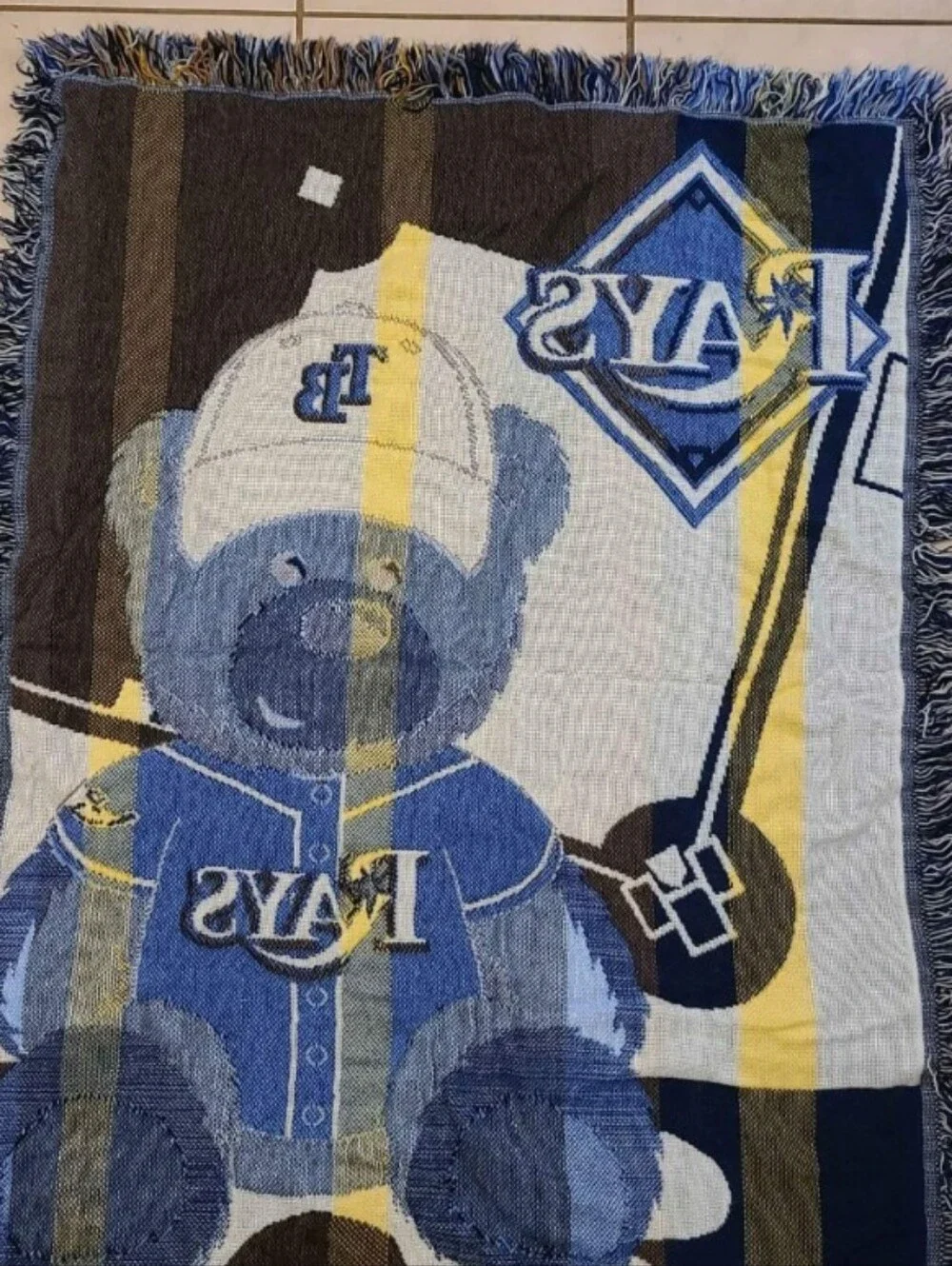 Blanket Tampa Bay Rays Teddy Bear Throw Blanket Navy Light Blue